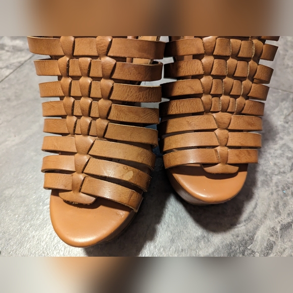 Brown Wedge Sandals - Picture 3 of 12